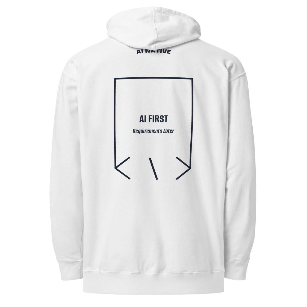 AI First — White Classic Navy back mockup