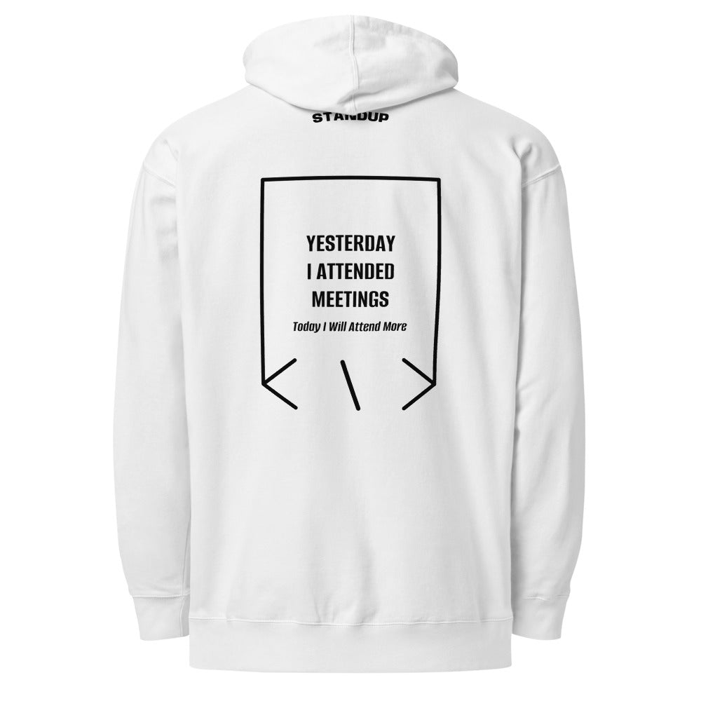 Yesterday I Attended Meetings — White Black back mockup