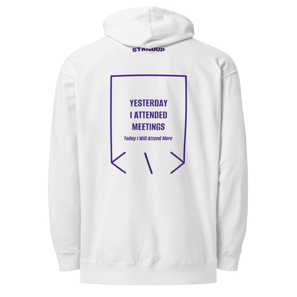Yesterday I Attended Meetings — White Purple back mockup