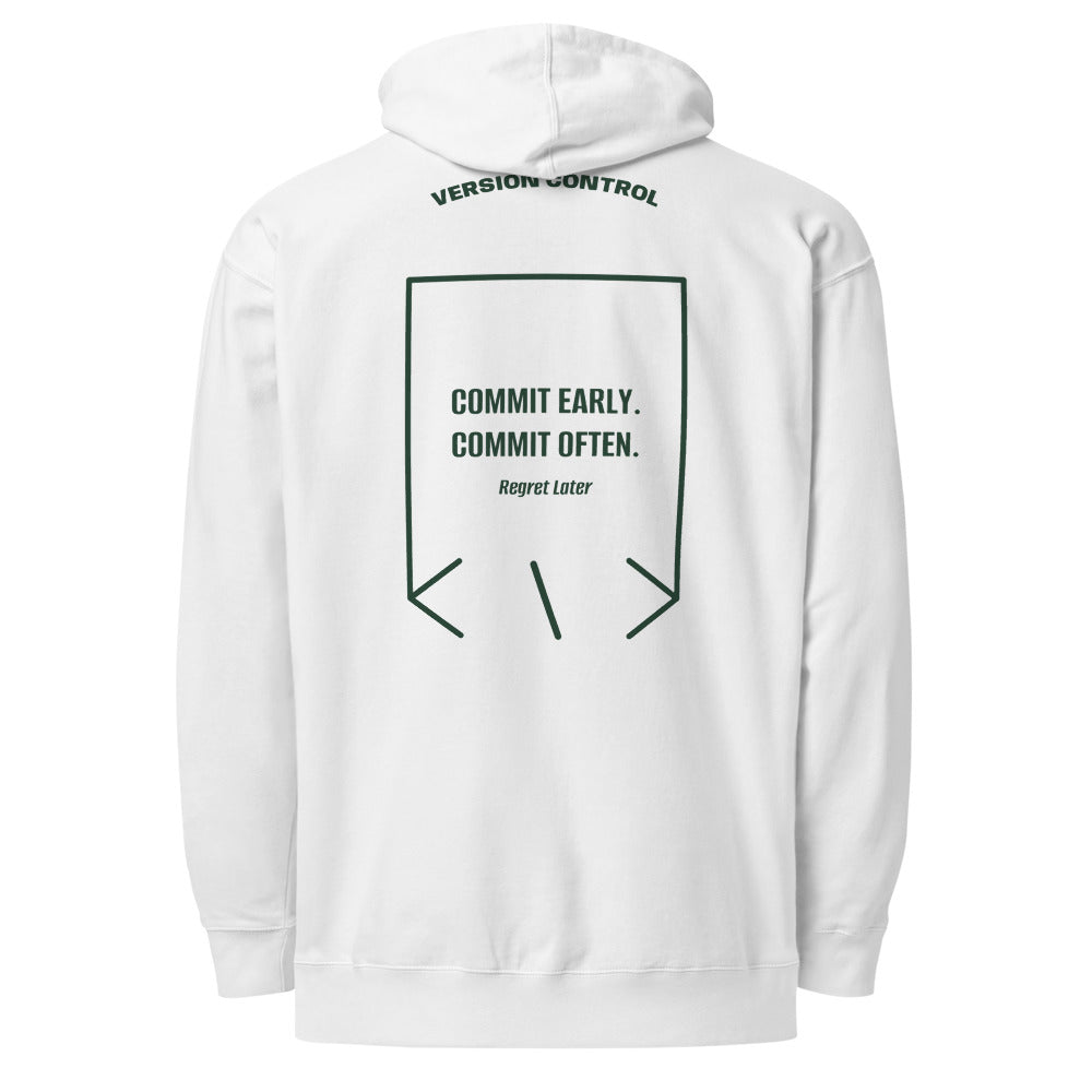 Commit Early. Commit Often. — White Alpine Green back mockup