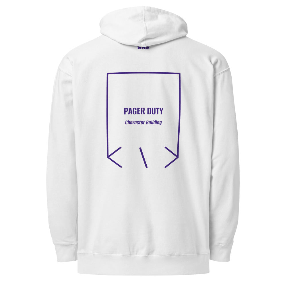 Pager Duty — White Purple back mockup
