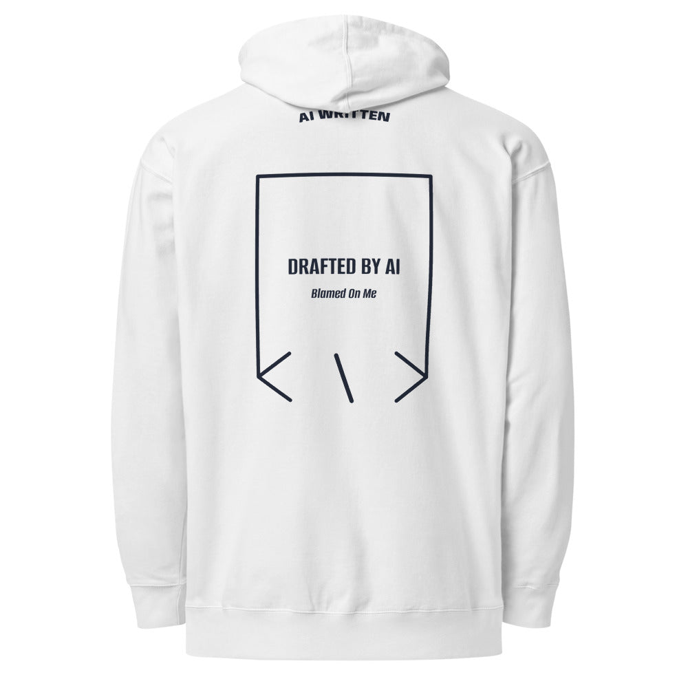 Drafted By AI — White Classic Navy back mockup
