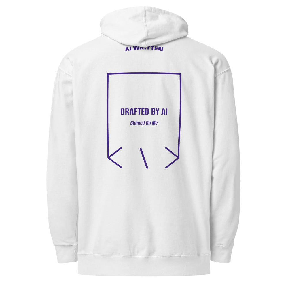 Drafted By AI — White Purple back mockup