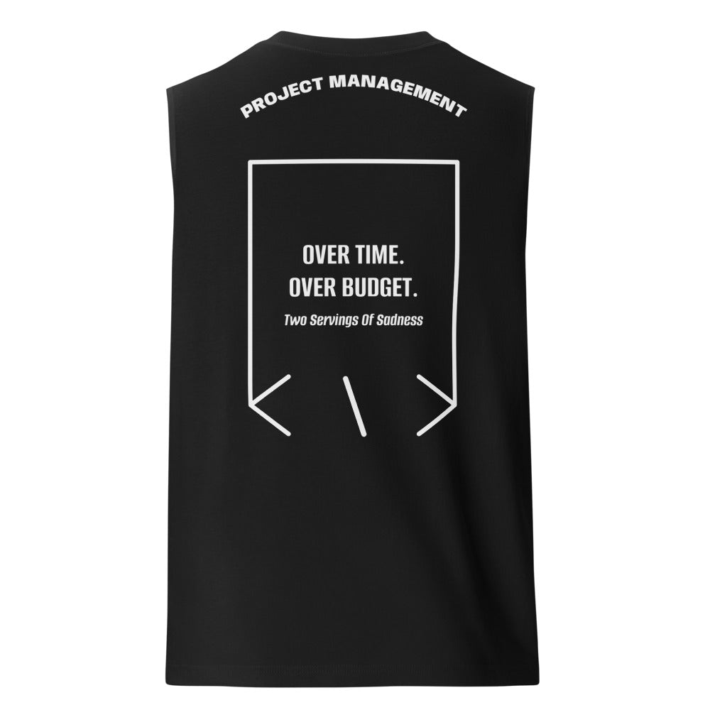 Over Time. Over Budget. — Black White back mockup