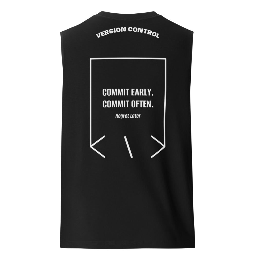 Commit Early. Commit Often. — Black White back mockup
