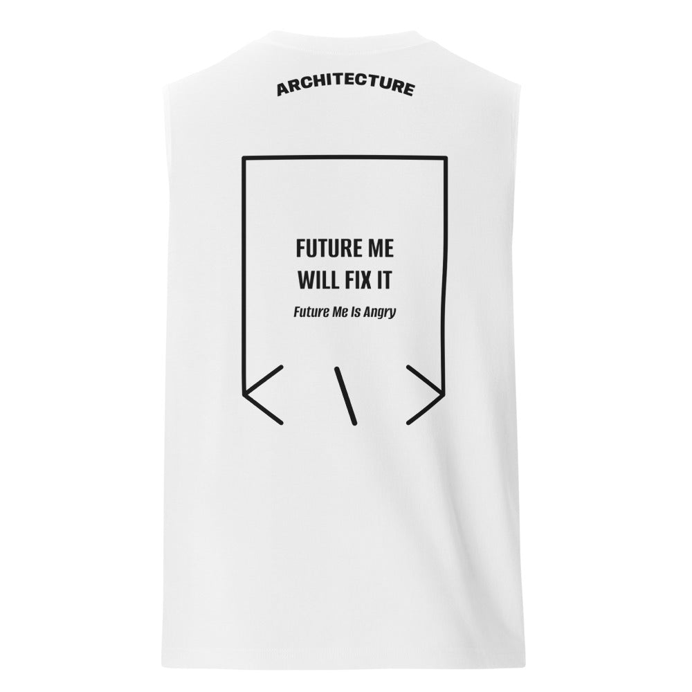 Future Me Will Fix It — White Black back mockup