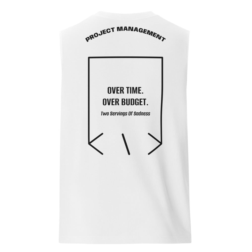 Over Time. Over Budget. — White Black back mockup