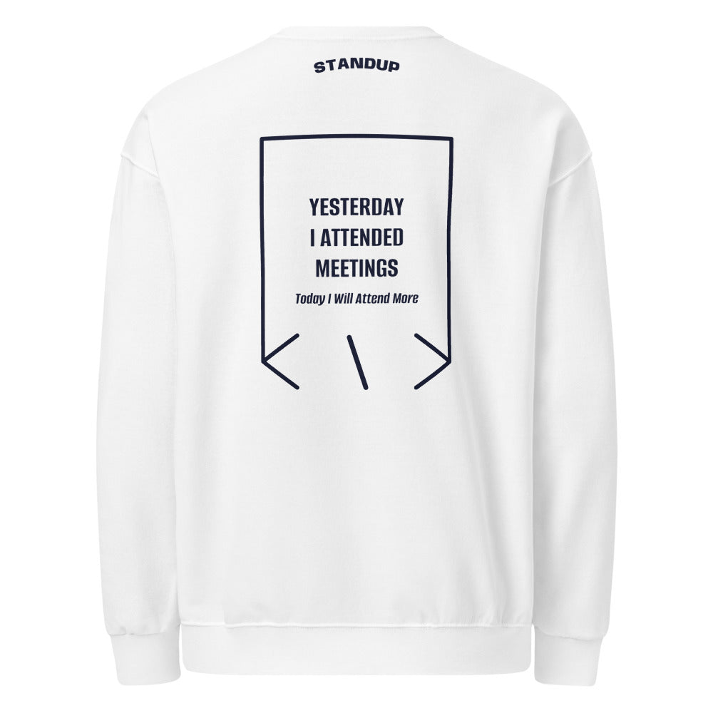 Yesterday I Attended Meetings — White J. Navy back mockup