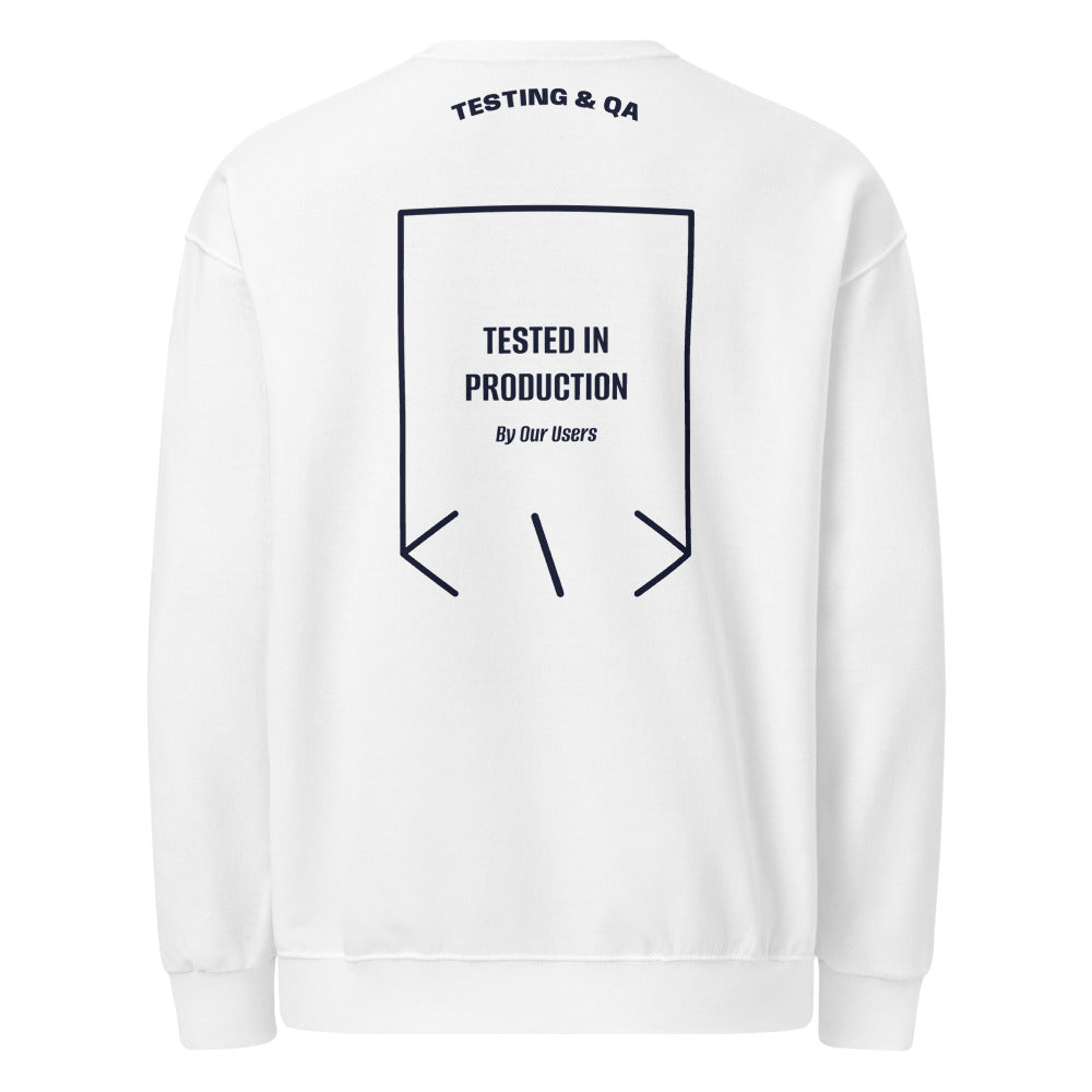 Tested In Production — White J. Navy back mockup