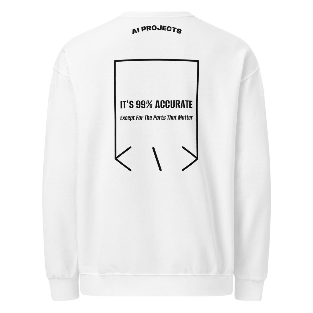 It's 99% Accurate — White Black back mockup