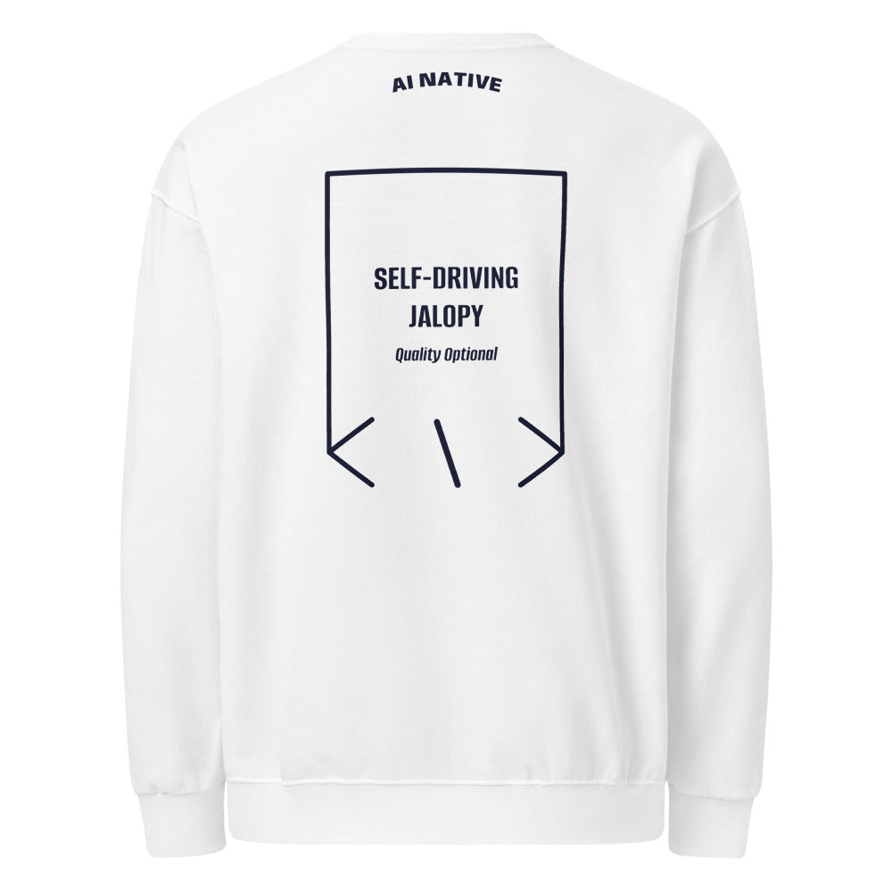 Self-Driving Jalopy — White J. Navy back mockup