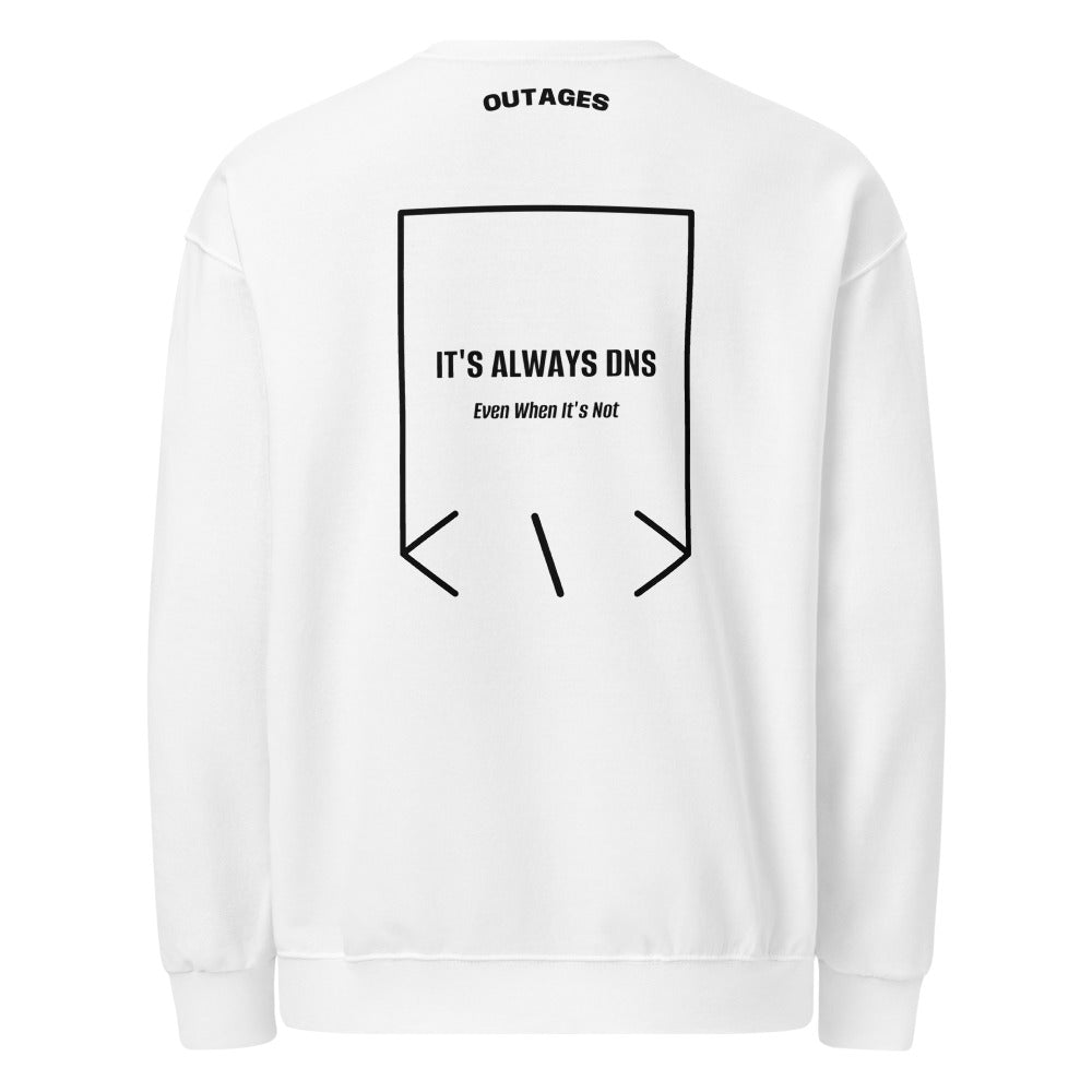 It's Always DNS — White Black back mockup