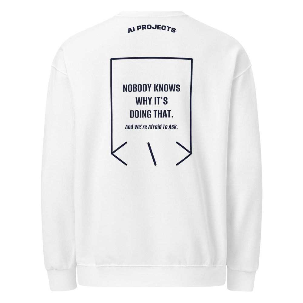 Nobody Knows Why It's Doing That. — White J. Navy back mockup
