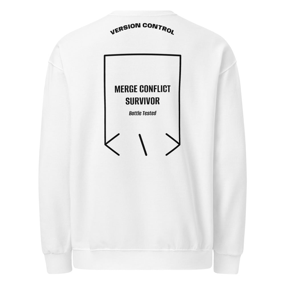 Merge Conflict Survivor — White Black back mockup
