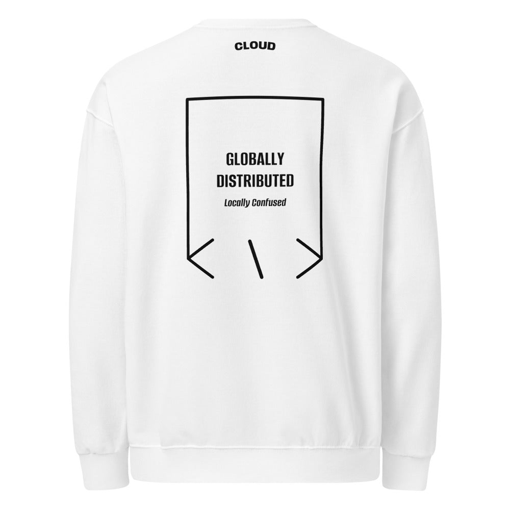 Globally Distributed — White Black back mockup