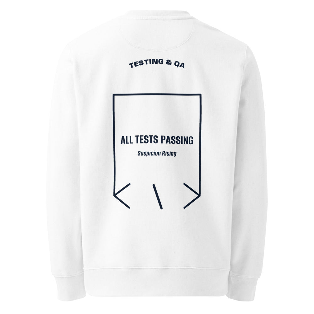 All Tests Passing — White French Navy back mockup