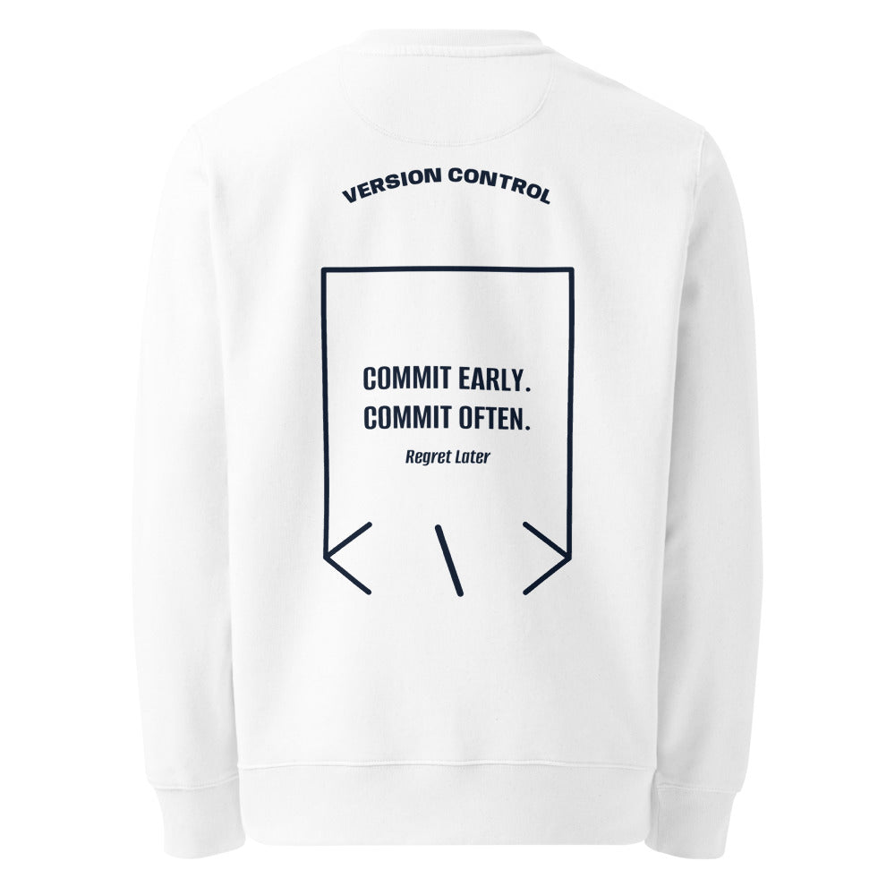 Commit Early. Commit Often. — White French Navy back mockup