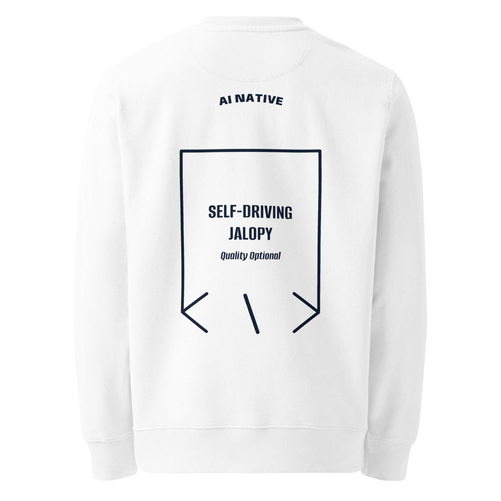 Self-Driving Jalopy — White French Navy back mockup