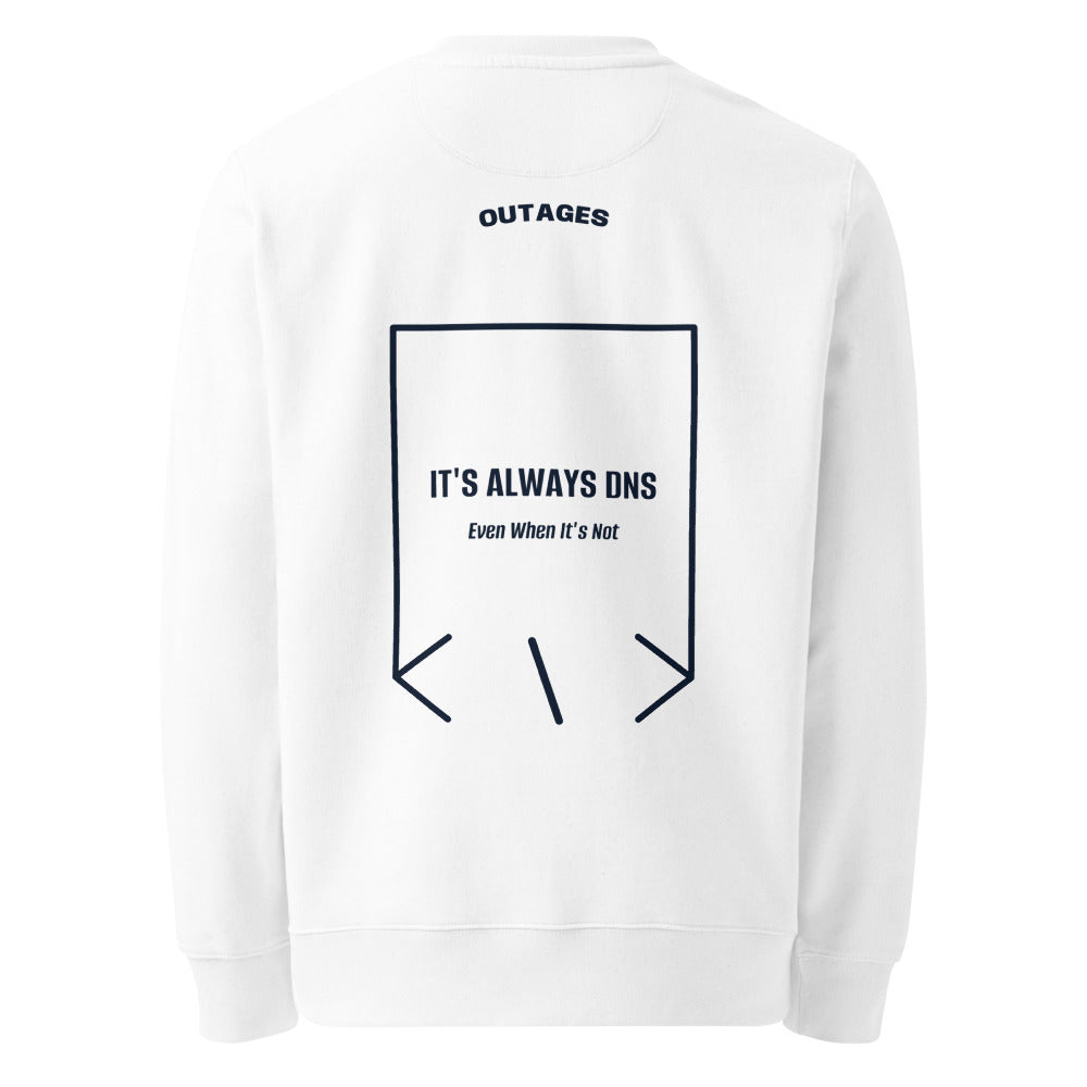 It's Always DNS — White French Navy back mockup