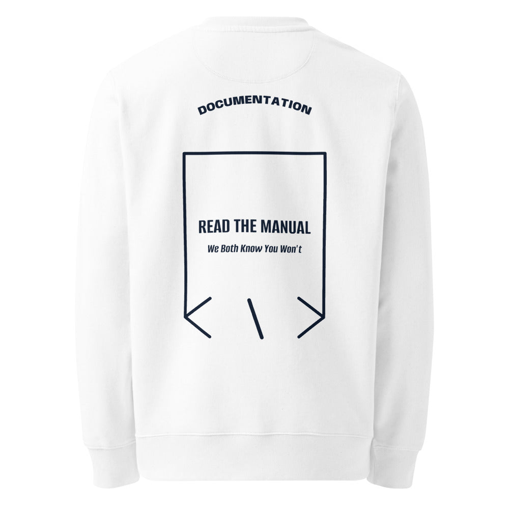 Read The Manual — White French Navy back mockup