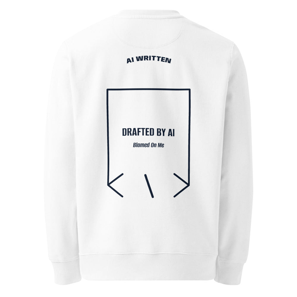 Drafted By AI — White French Navy back mockup