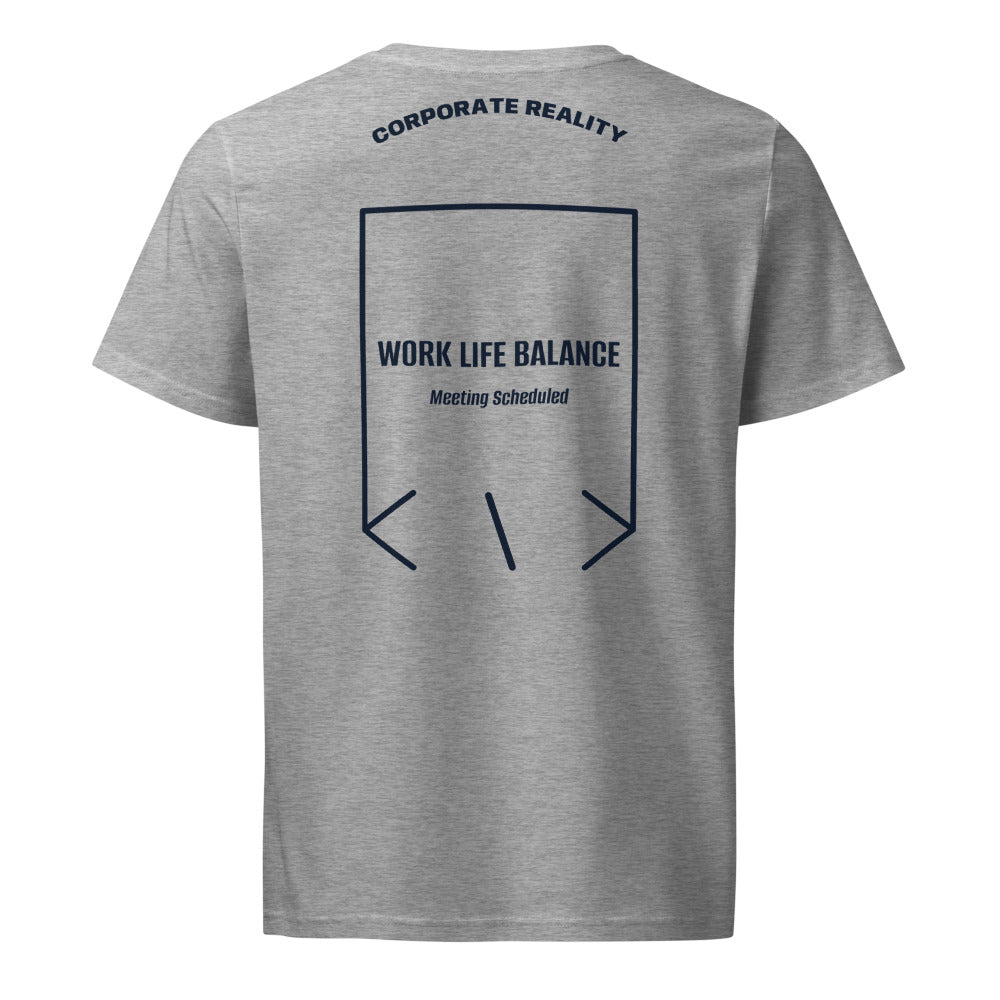 Work Life Balance — Heather Grey French Navy back mockup