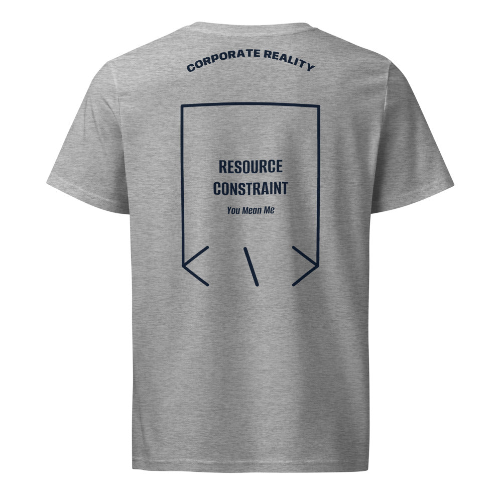 Resource Constraint — Heather Grey French Navy back mockup
