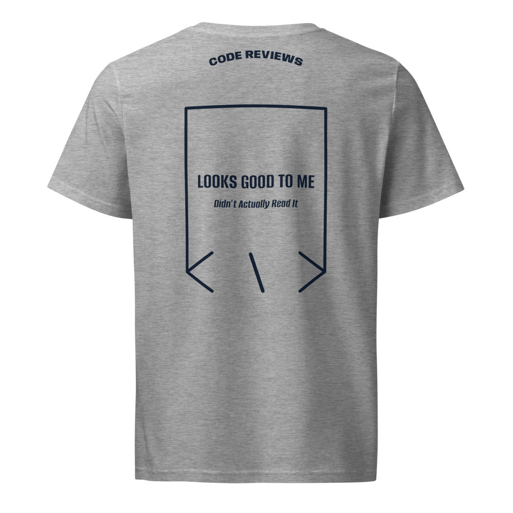 Looks Good To Me — Heather Grey French Navy back mockup