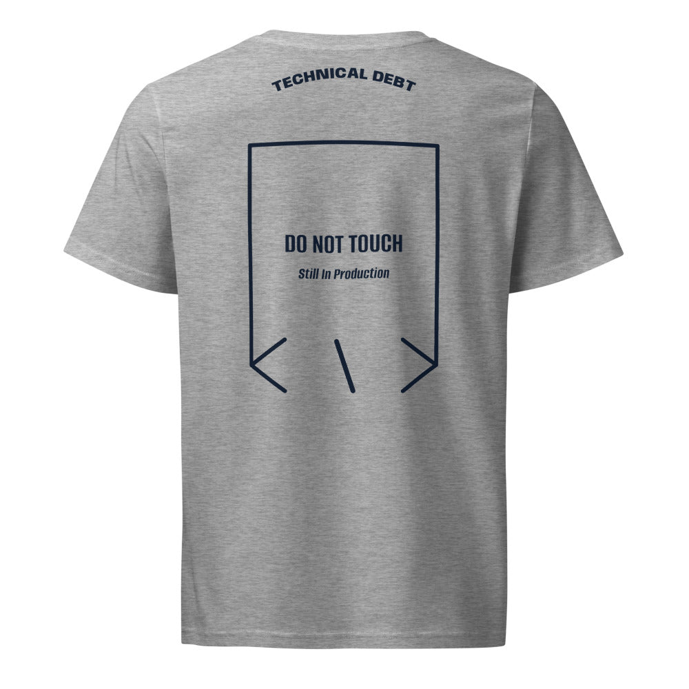 Do Not Touch — Heather Grey French Navy back mockup