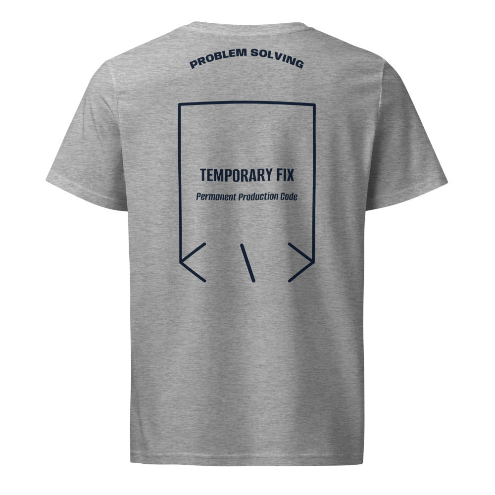 Temporary Fix — Heather Grey French Navy back mockup