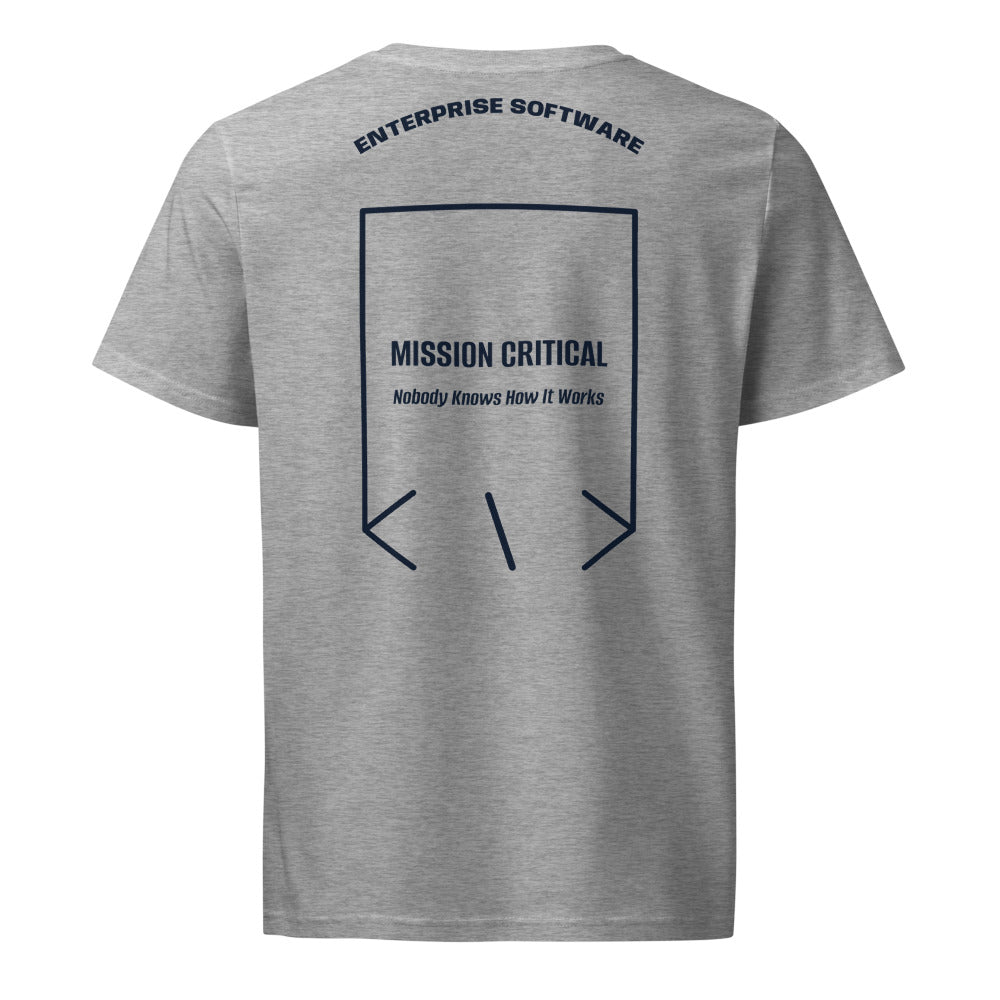 Mission Critical — Heather Grey French Navy back mockup