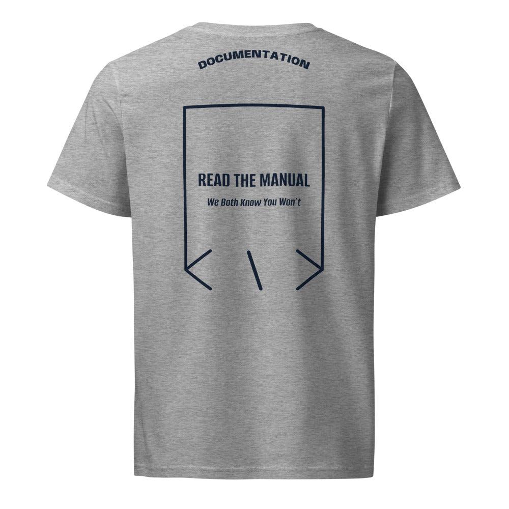 Read The Manual — Heather Grey French Navy back mockup