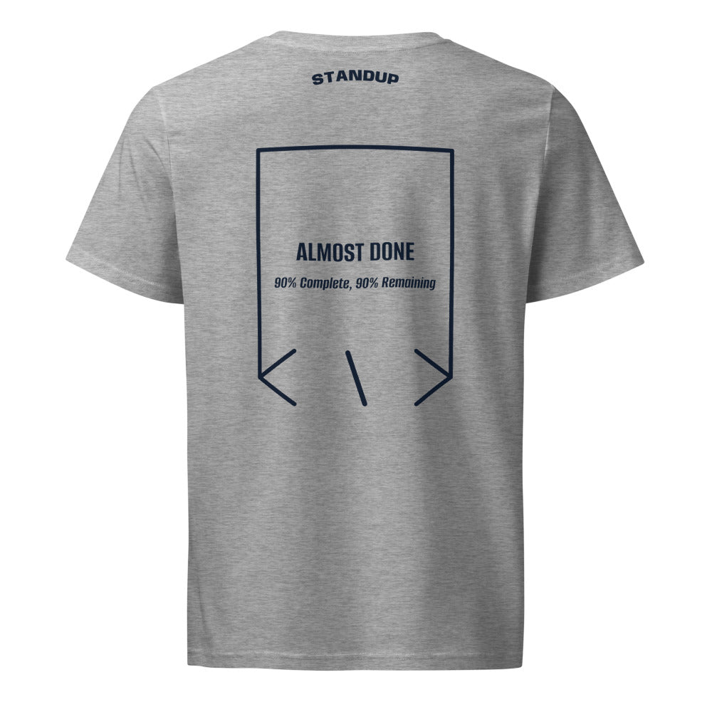 Almost Done — Heather Grey French Navy back mockup