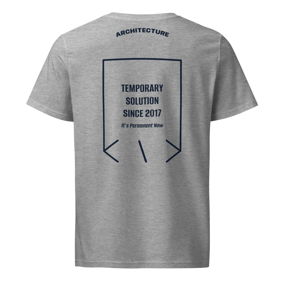 Temporary Solution Since 2017 — Heather Grey French Navy back mockup