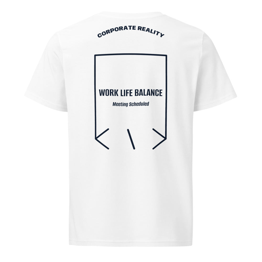 Work Life Balance — White French Navy back mockup