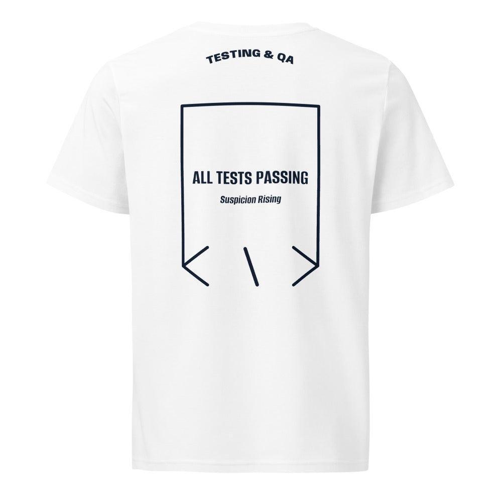 All Tests Passing — White French Navy back mockup