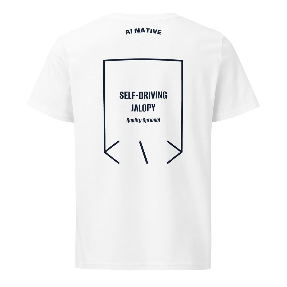 Self-Driving Jalopy — White French Navy back mockup