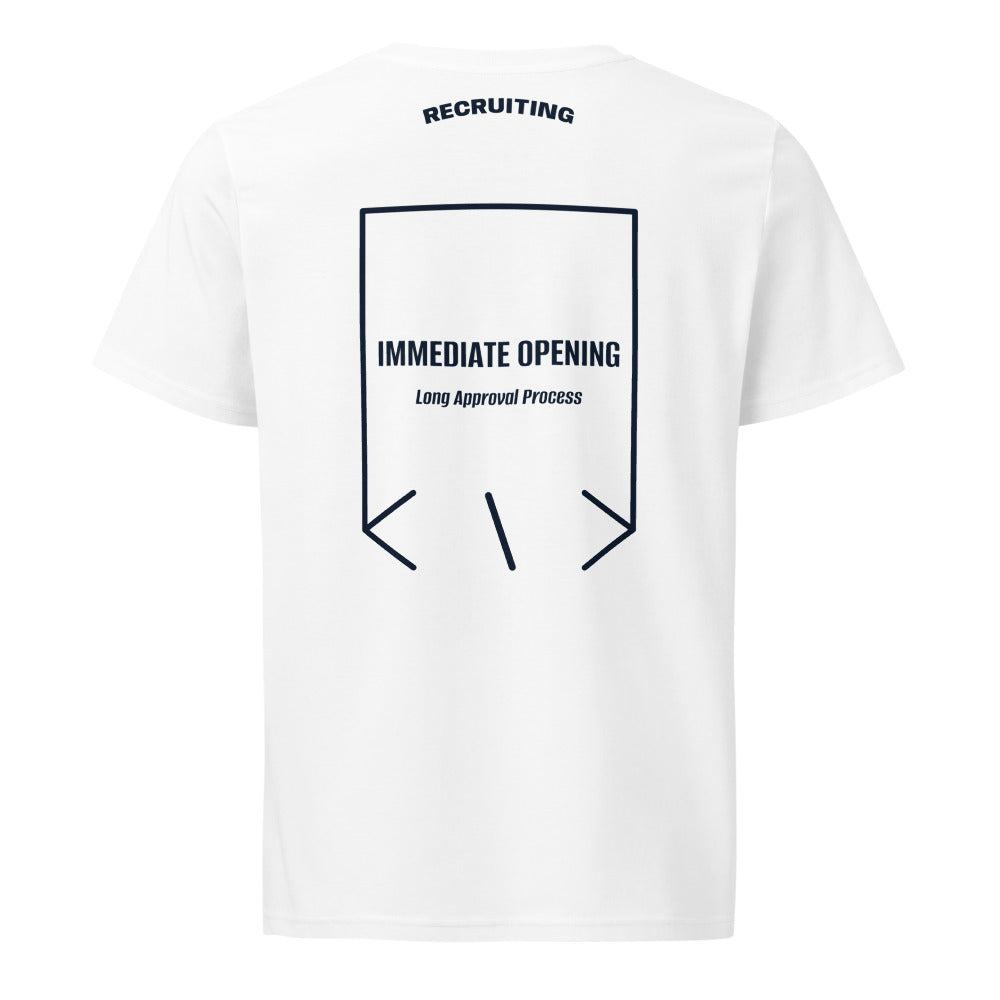 Immediate Opening — White French Navy back mockup