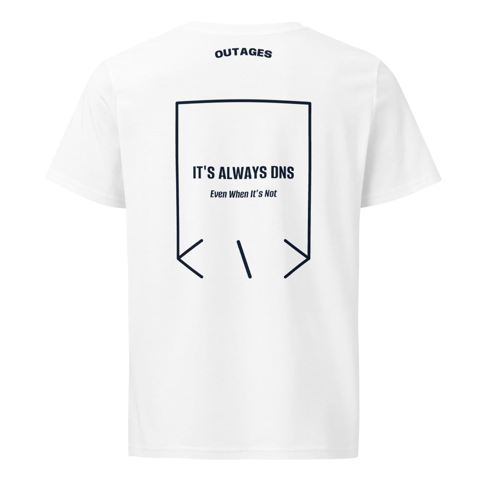 It's Always DNS — White French Navy back mockup