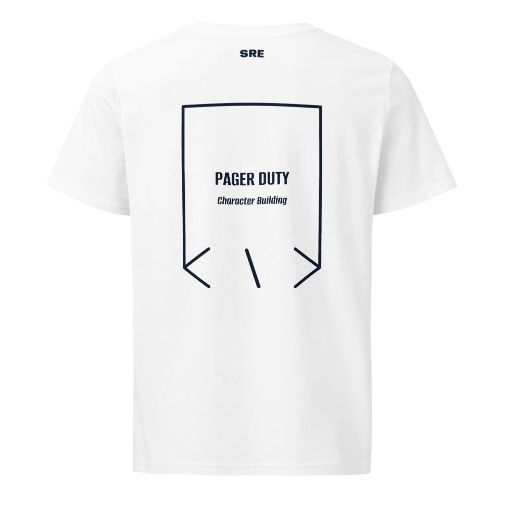 Pager Duty — White French Navy back mockup