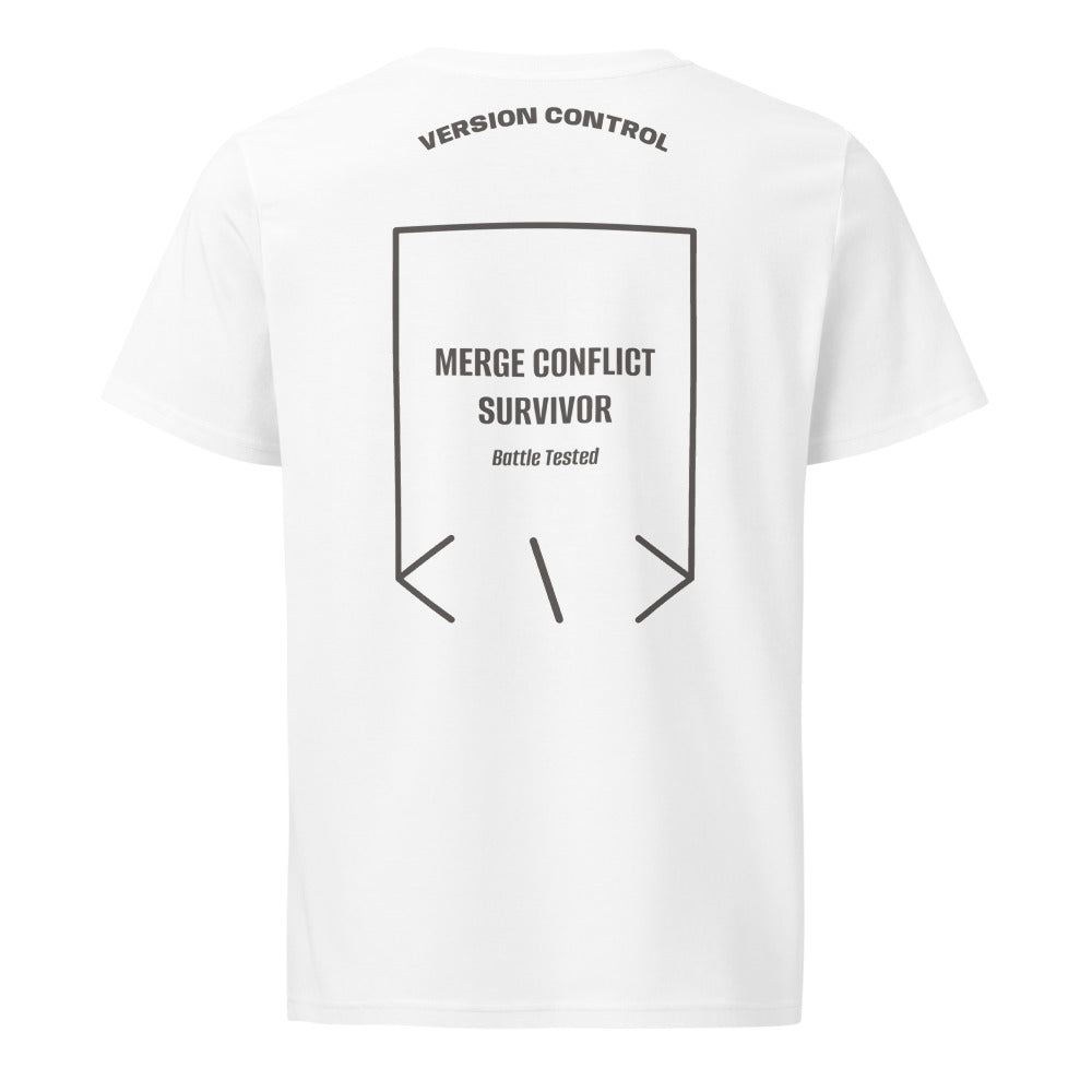 Merge Conflict Survivor — White Anthracite back mockup