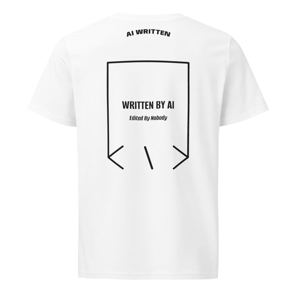 Written By AI — White Black back mockup