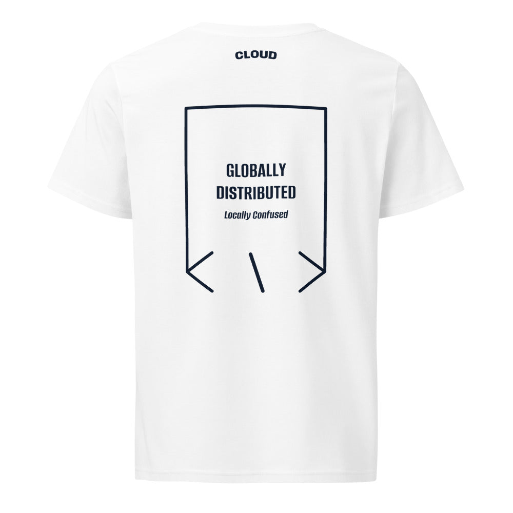 Globally Distributed — White French Navy back mockup