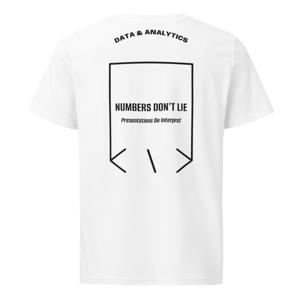 Numbers Don't Lie — White Black back mockup