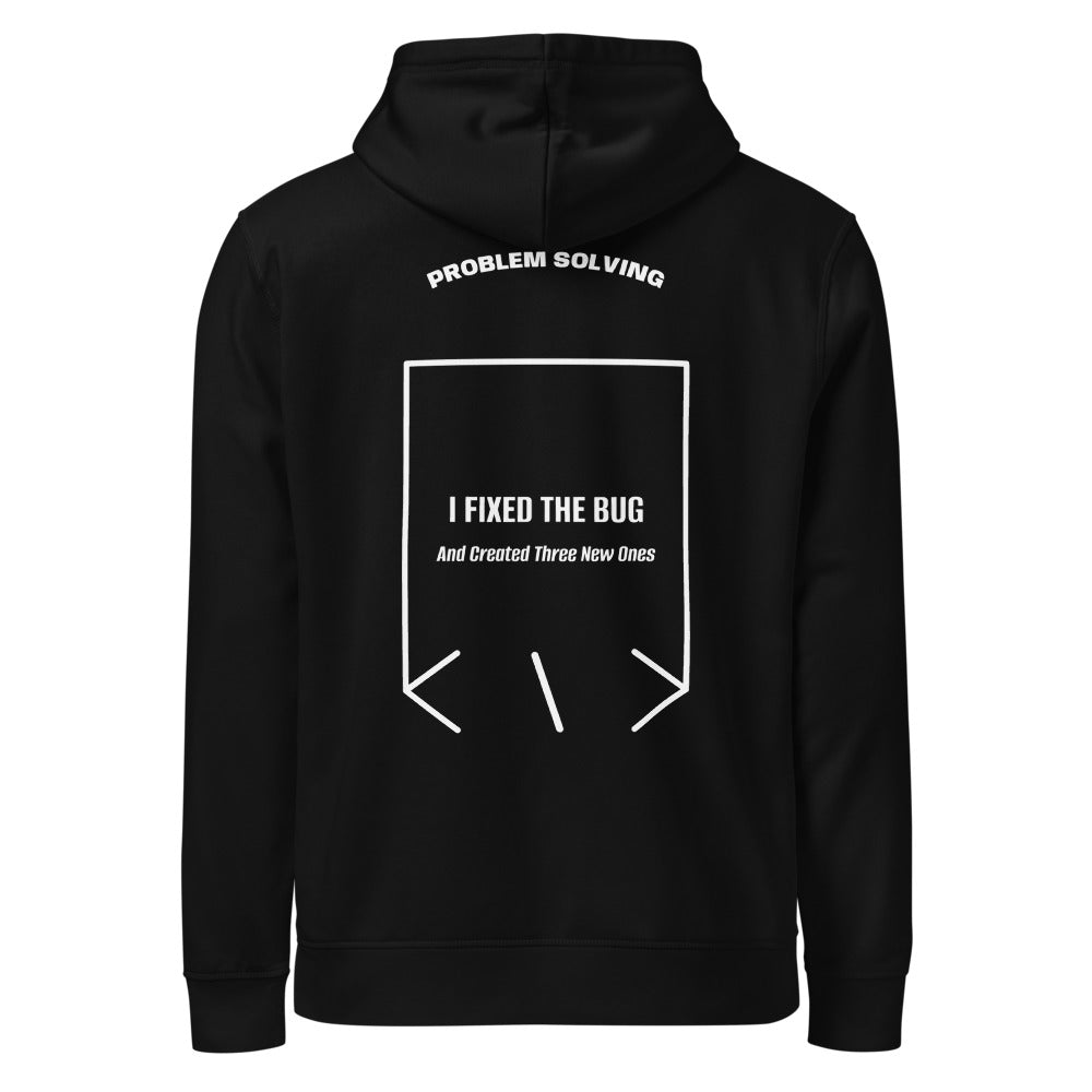 I Fixed The Bug — Black White back mockup