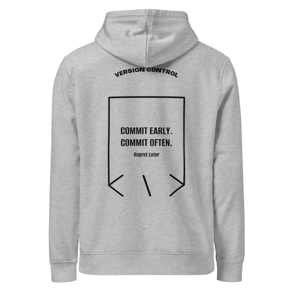 Commit Early. Commit Often. — Heather Grey Black back mockup