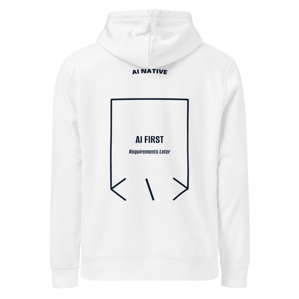 AI First — White French Navy back mockup