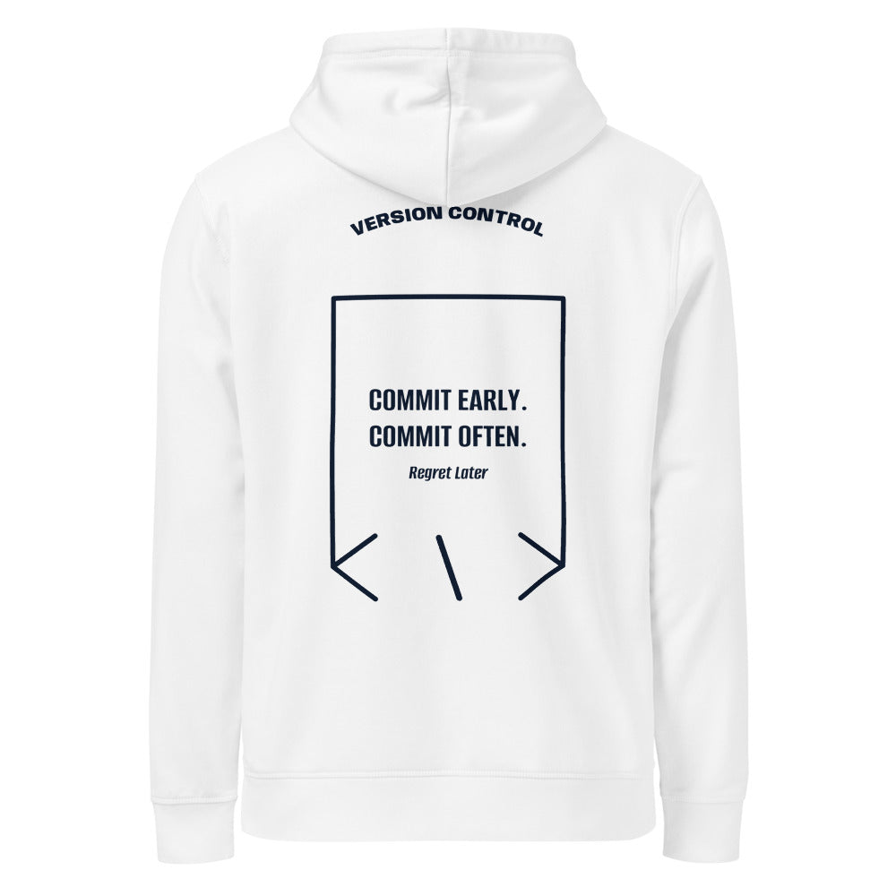Commit Early. Commit Often. — White French Navy back mockup