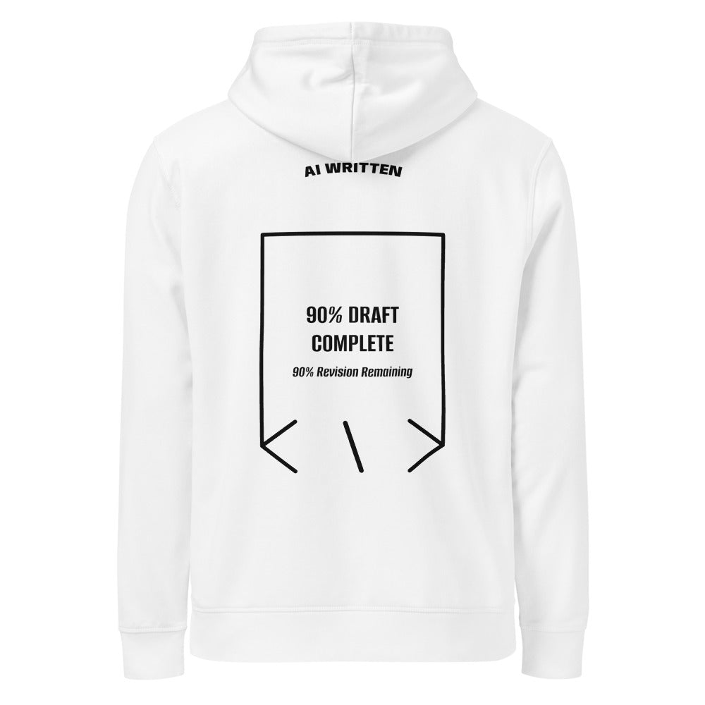 90% Draft Complete — White Black back mockup