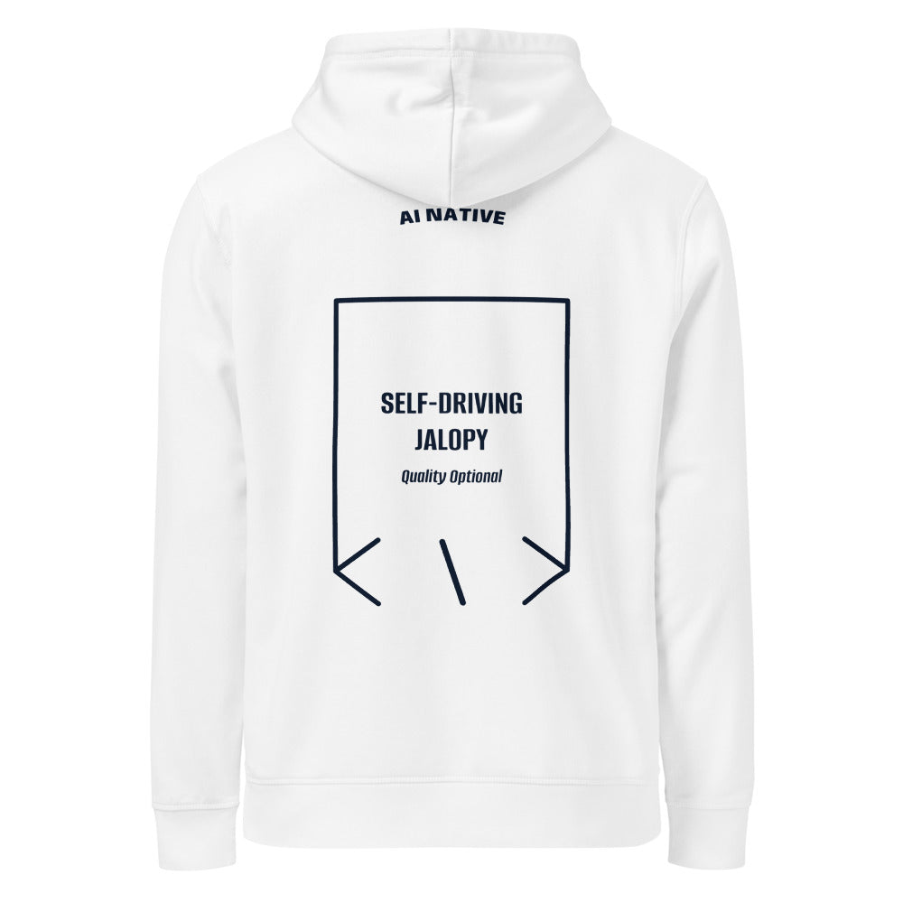 Self-Driving Jalopy — White French Navy back mockup